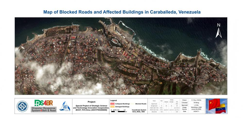 Map of Blocked Roads and Affected Buildings in Caraballeda, Venezuela
